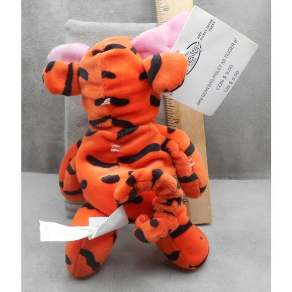 Disney 8" Piglet Dressed as Tigger Mini Bean Bag w/Tags Retired Plush Pooh - Picture 4 of 7